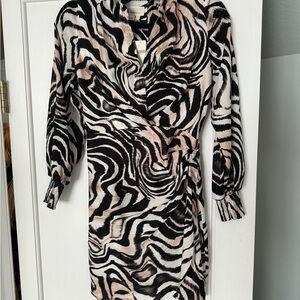 Anthropologie Black and White Wrap Dress